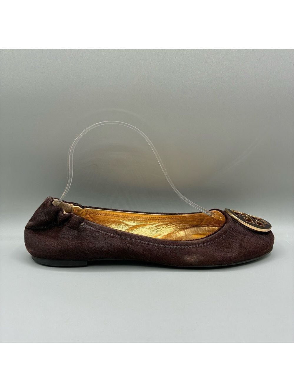 Tory Burch Reva Flats Women’s 7.5 M Brown Calf Hair Ballet Shoes